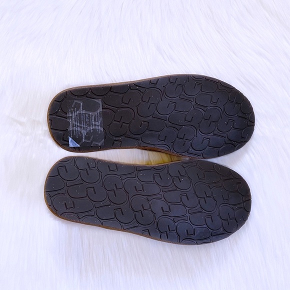 UGG Women’s Pearle Embossed Logo Chestnut Suede Slippers - Picture 7 of 8